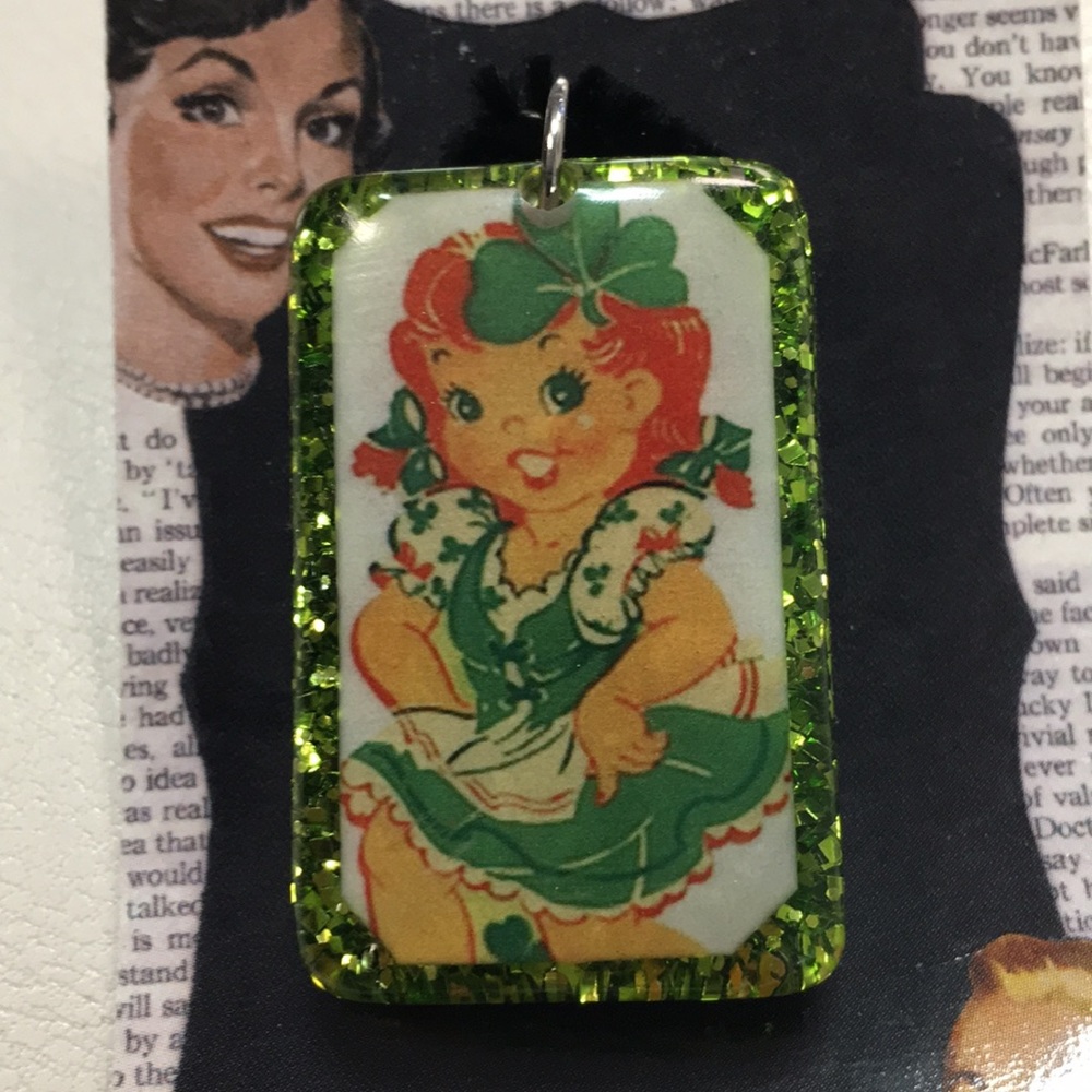 St Pat’s Irish Girl Pendent Handmade item